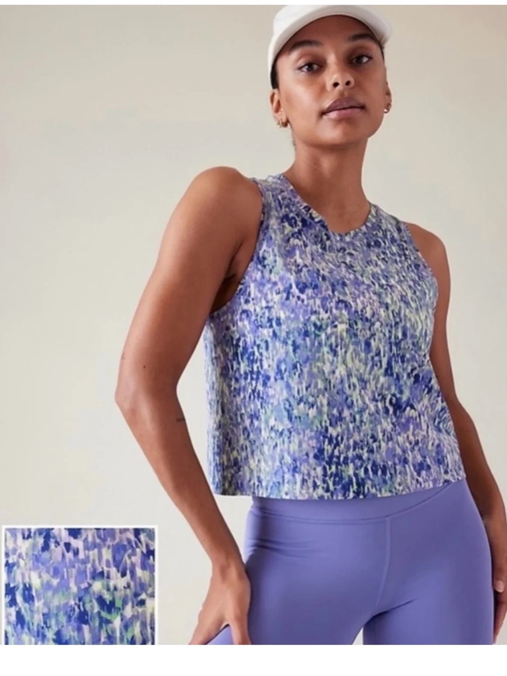 Athleta ultimately muscle cropped tank abstract pastel watercolor